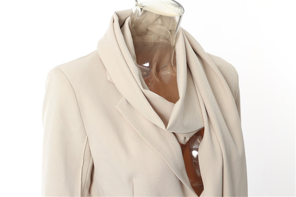 Women Fashion Draped Cape Style Blazer Unique Long Sleeve Suit Top