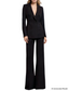 Platlogy Sparkly Striped Double Breasted Blazer and Flared Pants Two Piece Formal Suit Set for Women Elegant Business Party Outfit