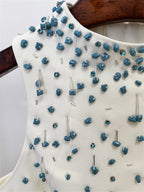 Platlogy Beaded Halter Crop Top Split Midi Skirt Two Piece Set Elegant Formal Party Outfit for Women