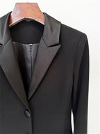 Embellished Cuff Maxi Blazer Dress Button Front Evening Party Dress