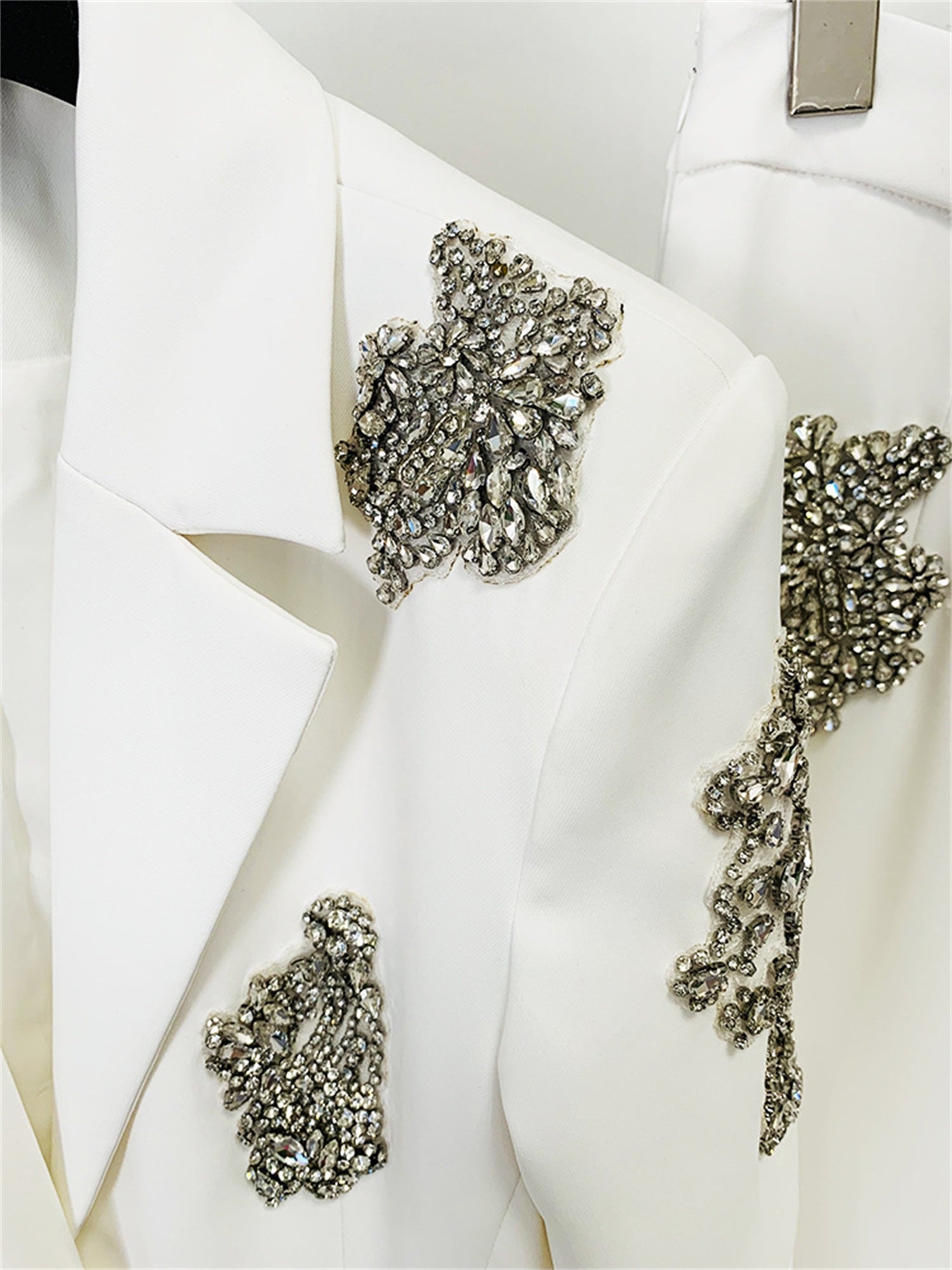 Rhinestone Embellished Tailored Blazer And Pants Two Piece Set
