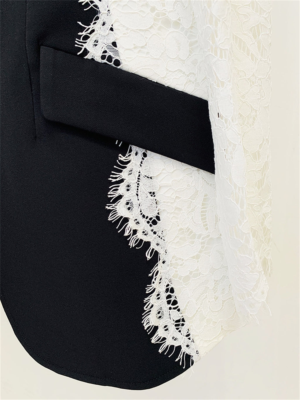 Platlogy Women Elegant Lace Patchwork Blazer Suit Slim Fit Formal Business Party Two Piece Outfit
