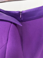 Platlogy Purple Elegant Cropped Blazer Mermaid Maxi Skirt Two Piece Formal Outfit For Evening Party Wedding Guest