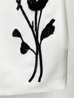 Women Floral Embroidered Blazer Dress Round Neck Long Sleeve Workwear Mini Dress