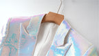 Women Sequin Blazer and Shorts 2 Piece Outfit Party Suit Set