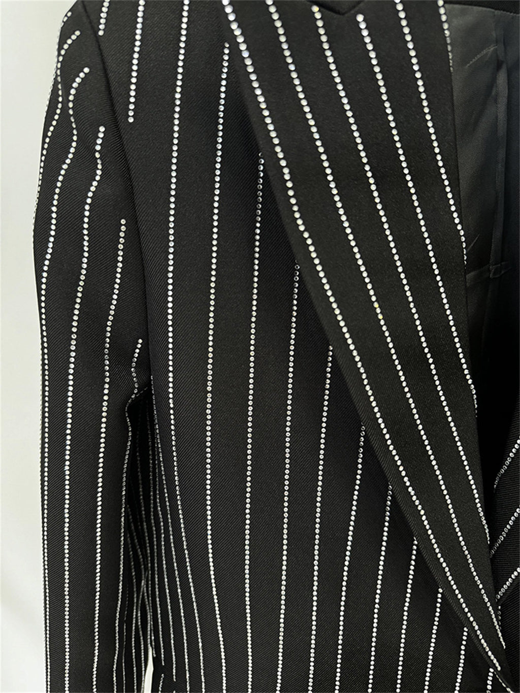Platlogy Sparkle Vertical Stripe Women Two Piece Blazer And Trouser Suit Formal Business Office Outfit