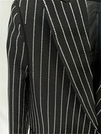 Platlogy Sparkle Vertical Stripe Women Two Piece Blazer And Trouser Suit Formal Business Office Outfit