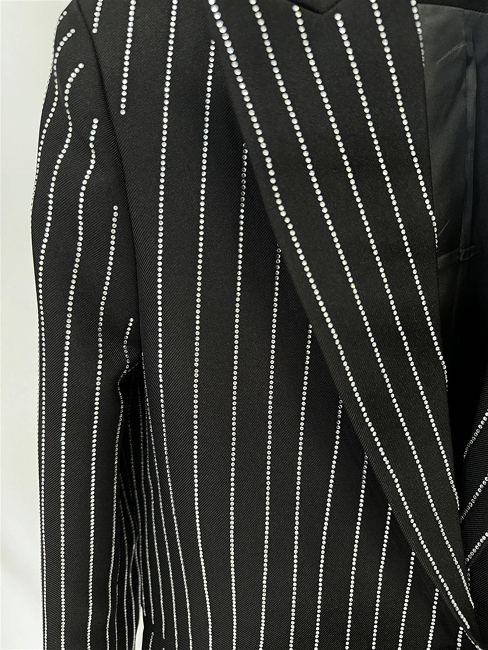 Platlogy Sparkle Vertical Stripe Women Two Piece Blazer And Trouser Suit Formal Business Office Outfit