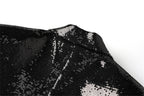 Women Sequin Blazer and Shorts 2 Piece Outfit Party Suit Set