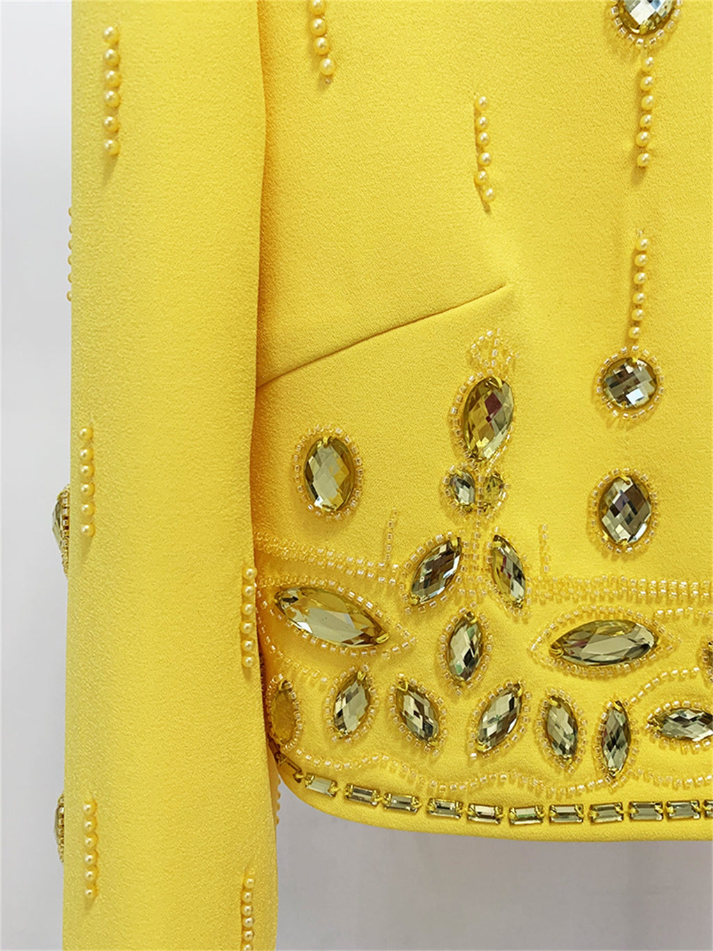 Womens Embellished 2 Piece Blazer Skirt Set High Neck Long Sleeve Formal Party Outfit
