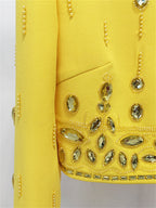 Womens Embellished 2 Piece Blazer Skirt Set High Neck Long Sleeve Formal Party Outfit