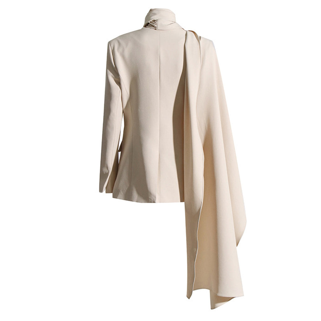 Women Fashion Draped Cape Style Blazer Unique Long Sleeve Suit Top