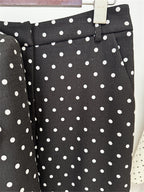 Platlogy Women White Polka Dot Suit Set With Red Bow Blazer And Straight Trousers 2 Piece Outfit For Work Party Daily Wear