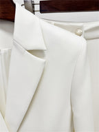 Platlogy Elegant Belt Buckle Blazer And Flared Trouser Two Piece Women Formal Suit Set For Office Business Events