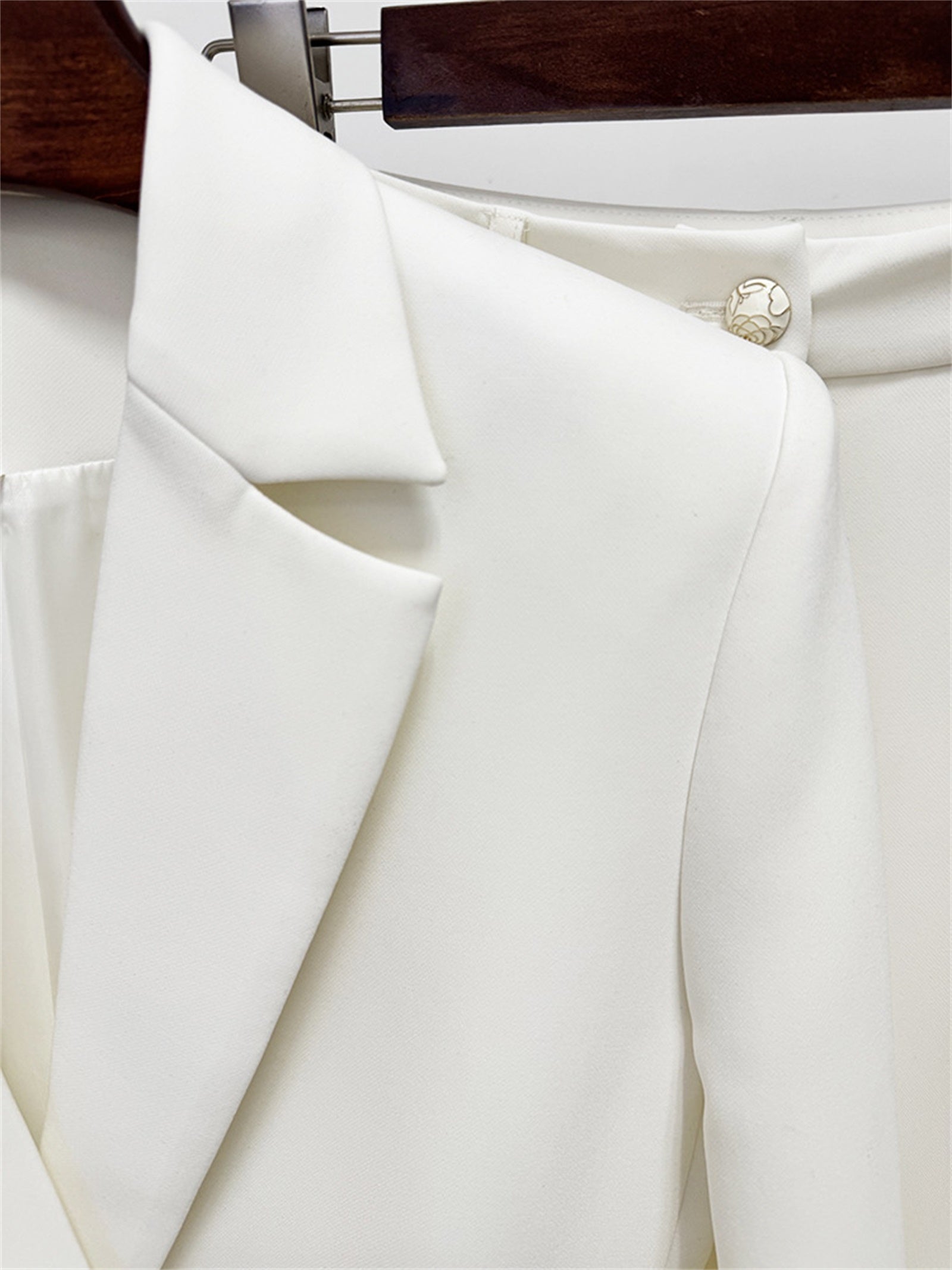 Platlogy Elegant Belt Buckle Blazer And Flared Trouser Two Piece Women Formal Suit Set For Office Business Events