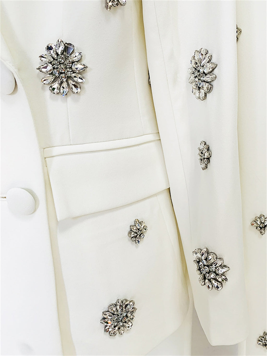 Rhinestone Embellished Blazer and Pants Two Piece Set for Women Formal Party Suit