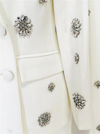 Rhinestone Embellished Blazer and Pants Two Piece Set for Women Formal Party Suit