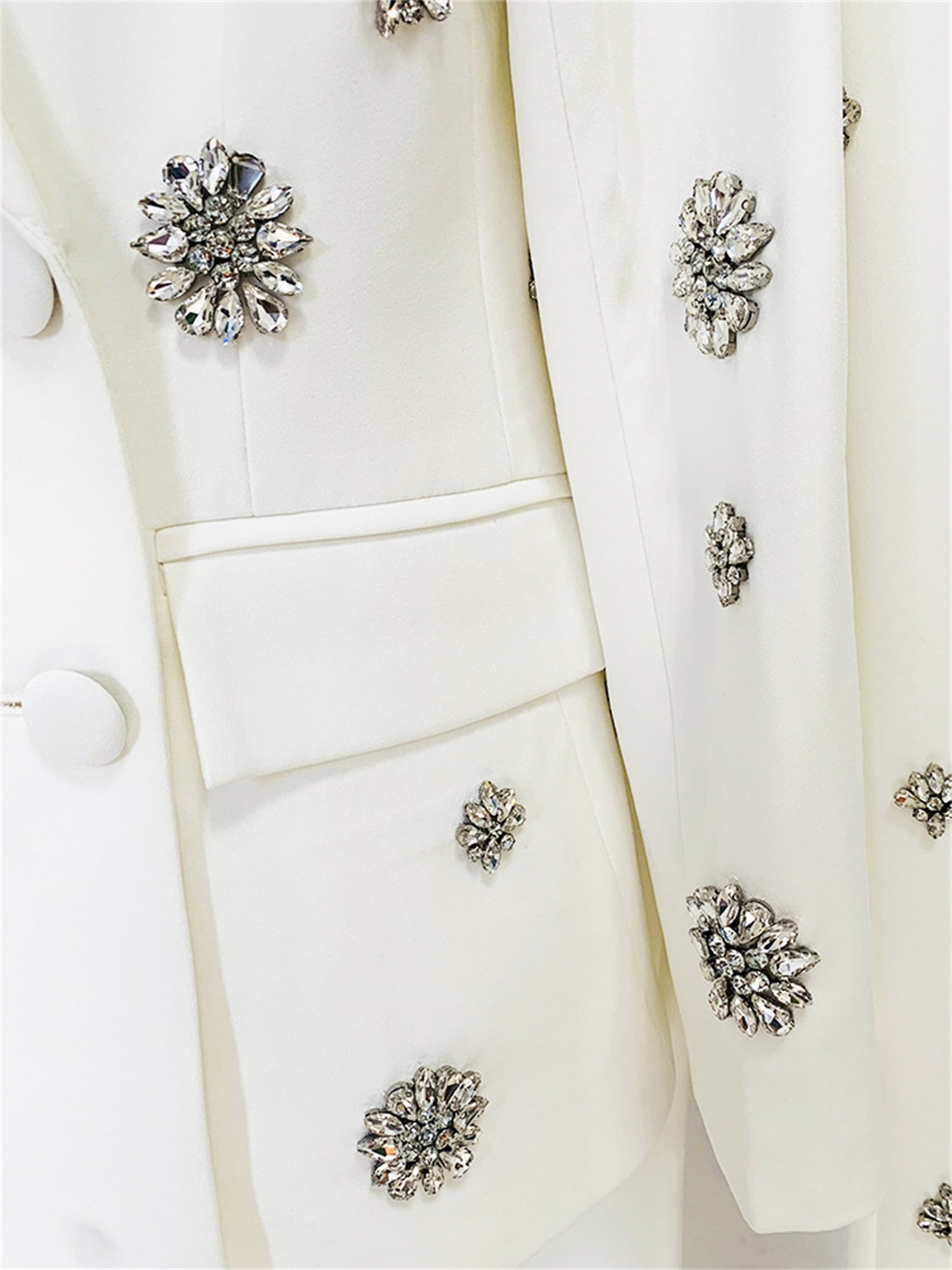Rhinestone Embellished Blazer and Pants Two Piece Set for Women Formal Party Suit