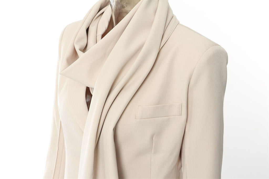 Women Fashion Draped Cape Style Blazer Unique Long Sleeve Suit Top