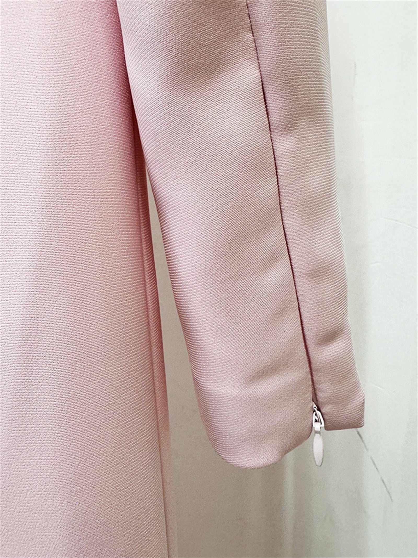 Platlogy Pink Shoulder Rhinestone Embellished Long Sleeve Midi Formal Dress Elegant Party Cocktail Sheath Dress