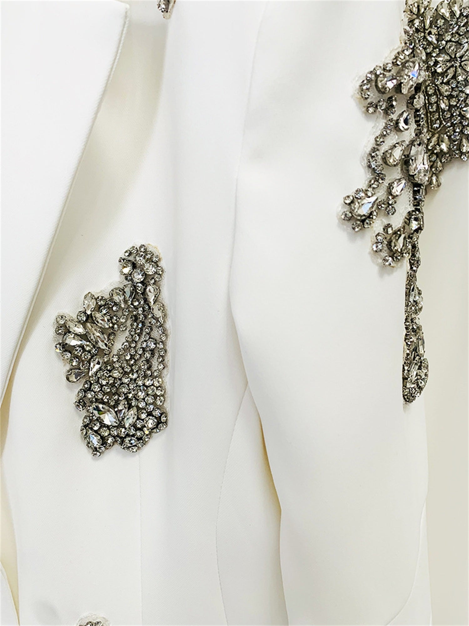 Rhinestone Embellished Tailored Blazer And Pants Two Piece Set