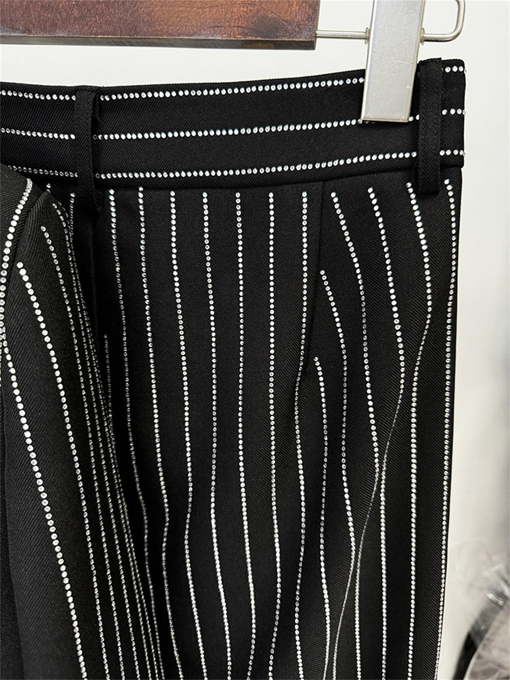 Platlogy Sparkle Vertical Stripe Women Two Piece Blazer And Trouser Suit Formal Business Office Outfit