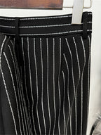 Platlogy Sparkle Vertical Stripe Women Two Piece Blazer And Trouser Suit Formal Business Office Outfit