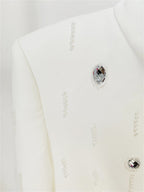 Womens Embellished 2 Piece Blazer Skirt Set High Neck Long Sleeve Formal Party Outfit