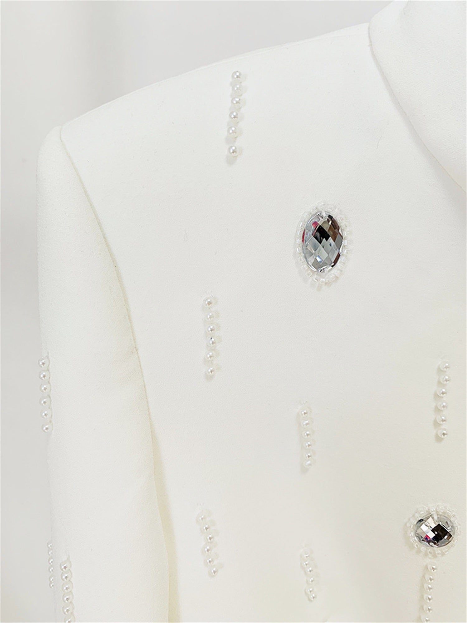 Womens Embellished 2 Piece Blazer Skirt Set High Neck Long Sleeve Formal Party Outfit