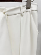 Platlogy Elegant Belt Buckle Blazer And Flared Trouser Two Piece Women Formal Suit Set For Office Business Events
