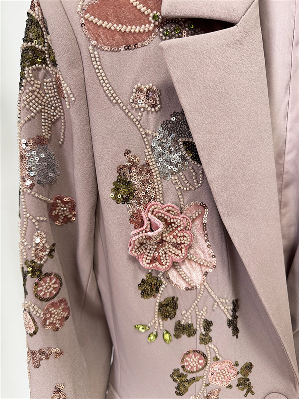 Platlogy Elegant Floral Embroidery Blazer Pant Set Women Formal Business Two Piece Suit For Wedding Party Office Wear
