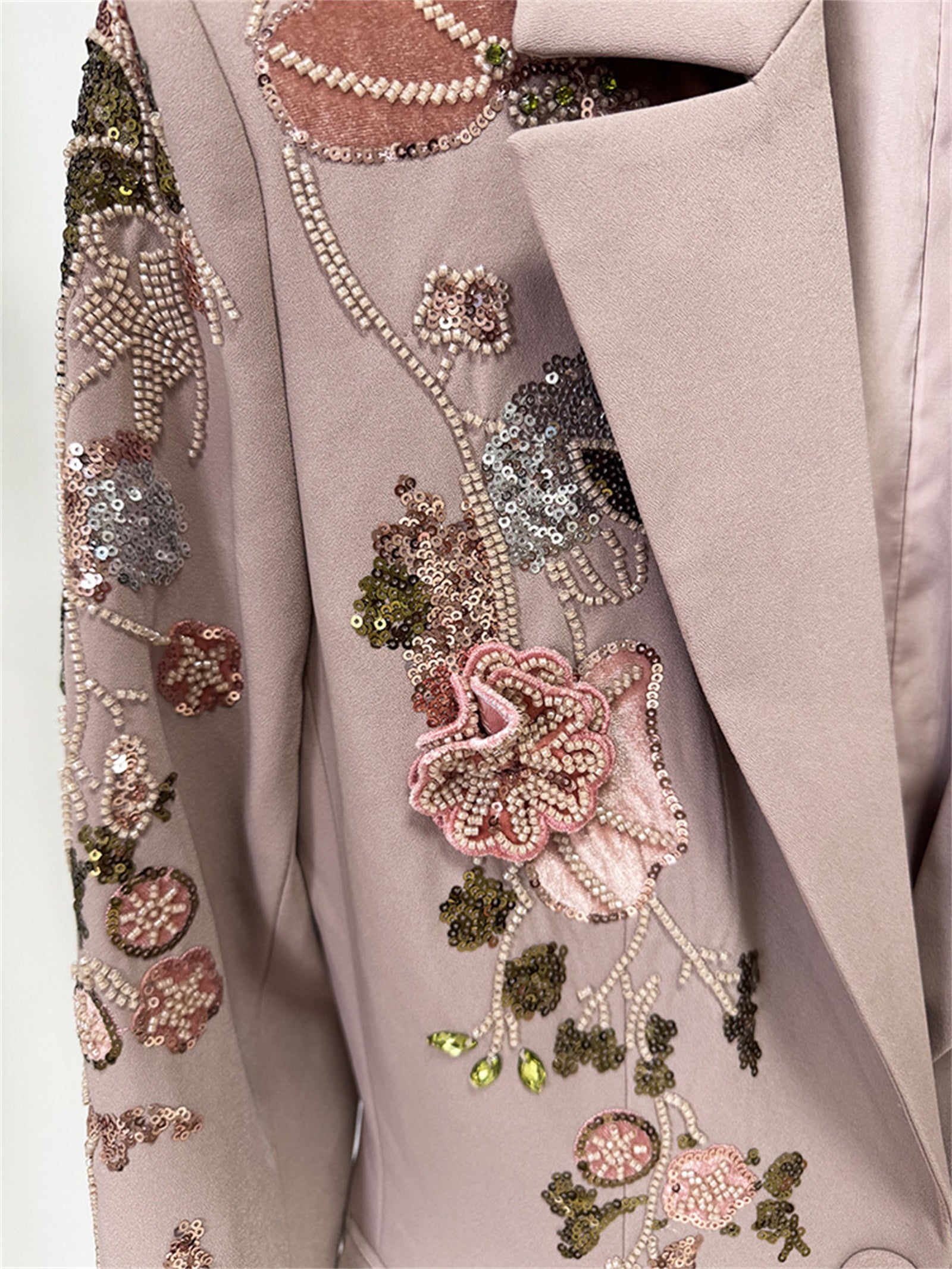 Platlogy Elegant Floral Embroidery Blazer Pant Set Women Formal Business Two Piece Suit For Wedding Party Office Wear