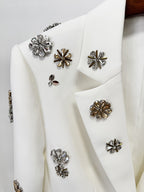 Platlogy Womens Floral Embellished Blazer and Wide Leg Pants Suit Set 10103