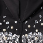 Luxury Beaded And Rhinestone Bodycon Blazer Dress For Formal Occasions