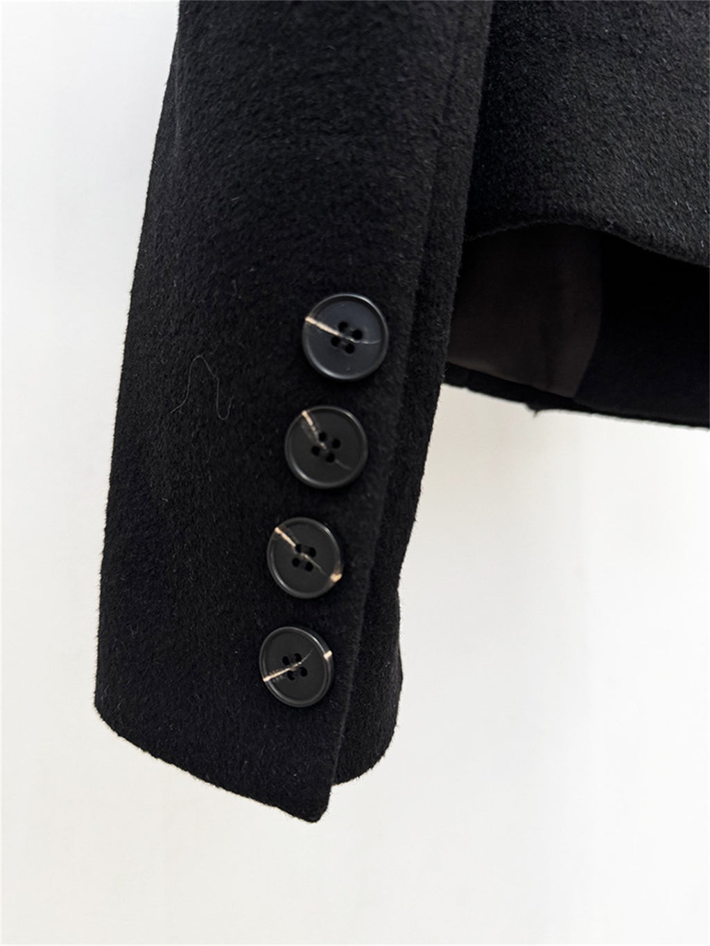Platlogy Women Elegant Big Lapel Double Breasted Wool Blend Slim Cropped Blazer Formal Work Outerwear
