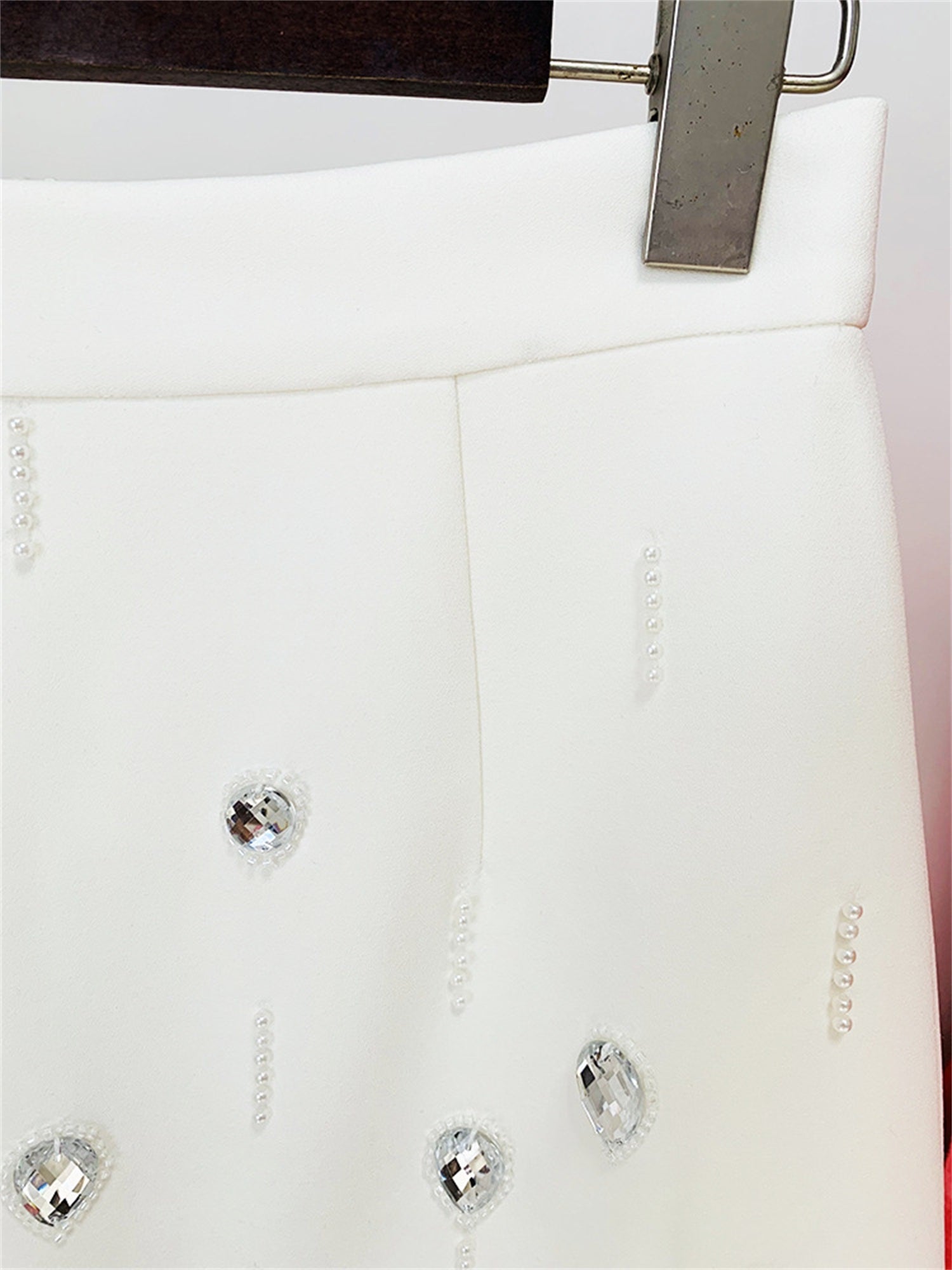 Womens Embellished 2 Piece Blazer Skirt Set High Neck Long Sleeve Formal Party Outfit