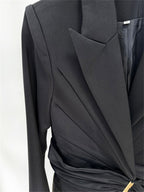 Platlogy Elegant Purple Tie Waist Women Blazer And Flared Pants Formal Suit Set For Work Party Events