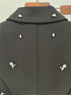 Platlogy Women Elegant Rhinestone Embellished Blazer and Flared Pants Formal Two Piece Suit