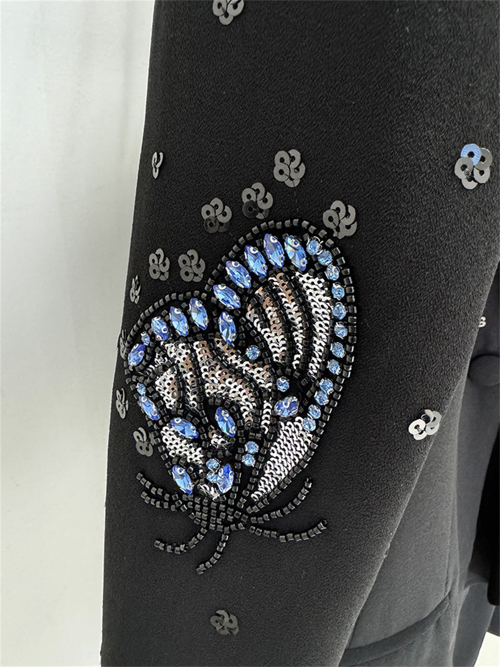 Platlogy Elegant Butterfly Sequin Rhinestone Blazer Wide Leg Pants 2 Piece Women Suit Formal Business Party Outfit