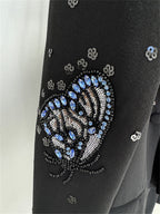 Platlogy Elegant Butterfly Sequin Rhinestone Blazer Wide Leg Pants 2 Piece Women Suit Formal Business Party Outfit
