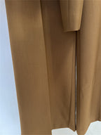 Platlogy Elegant Round Neck Gold Button Cropped Blazer Wide Leg Pant Two Piece Formal Women Suit For Work Daily Occasions