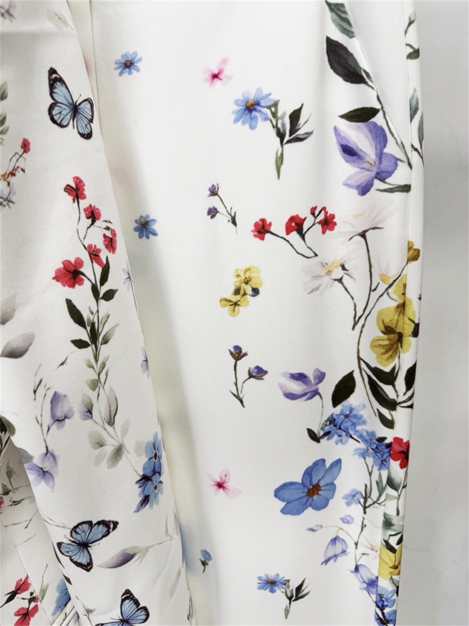 Platlogy Women Floral Butterfly Print Blazer Flared Pants Two Piece Elegant Formal Suit Set