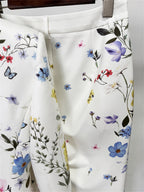 Platlogy Women Floral Butterfly Print Blazer Flared Pants Two Piece Elegant Formal Suit Set