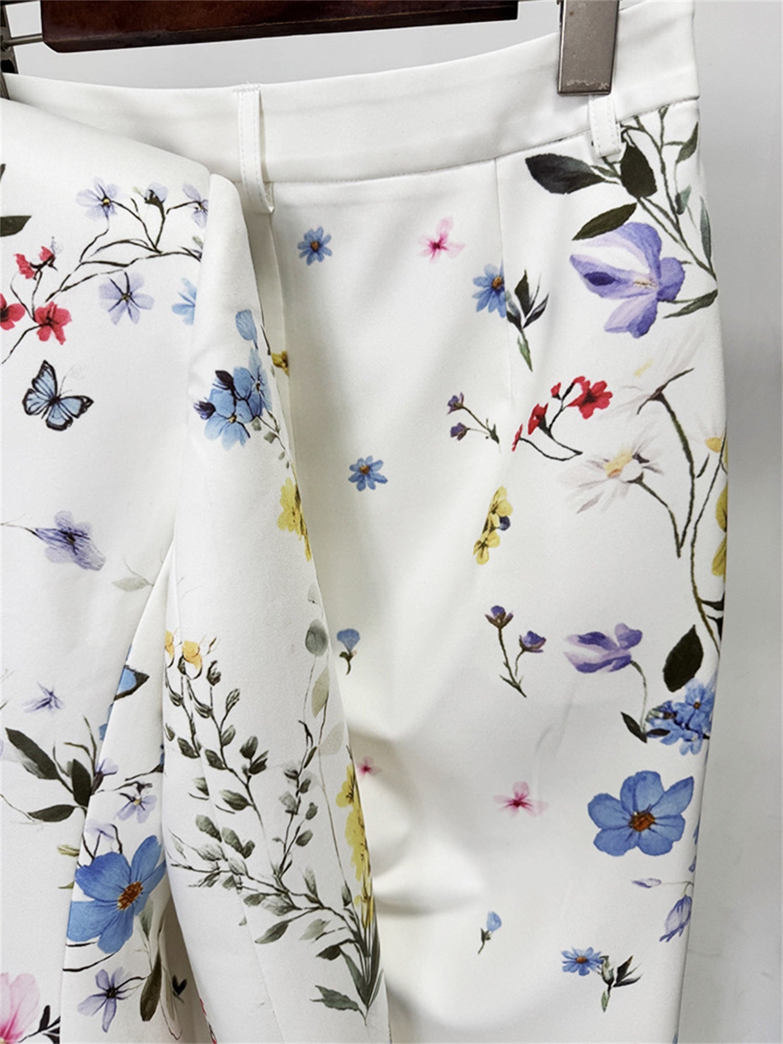 Platlogy Women Floral Butterfly Print Blazer Flared Pants Two Piece Elegant Formal Suit Set