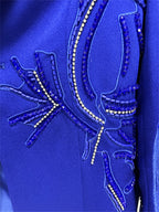 Platlogy Royal Blue Hand Beaded Blazer Wide Leg Pants Two Piece Formal Suit For Women Elegant Business Party Matching Outfit