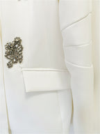 Rhinestone Embellished Tailored Blazer And Pants Two Piece Set