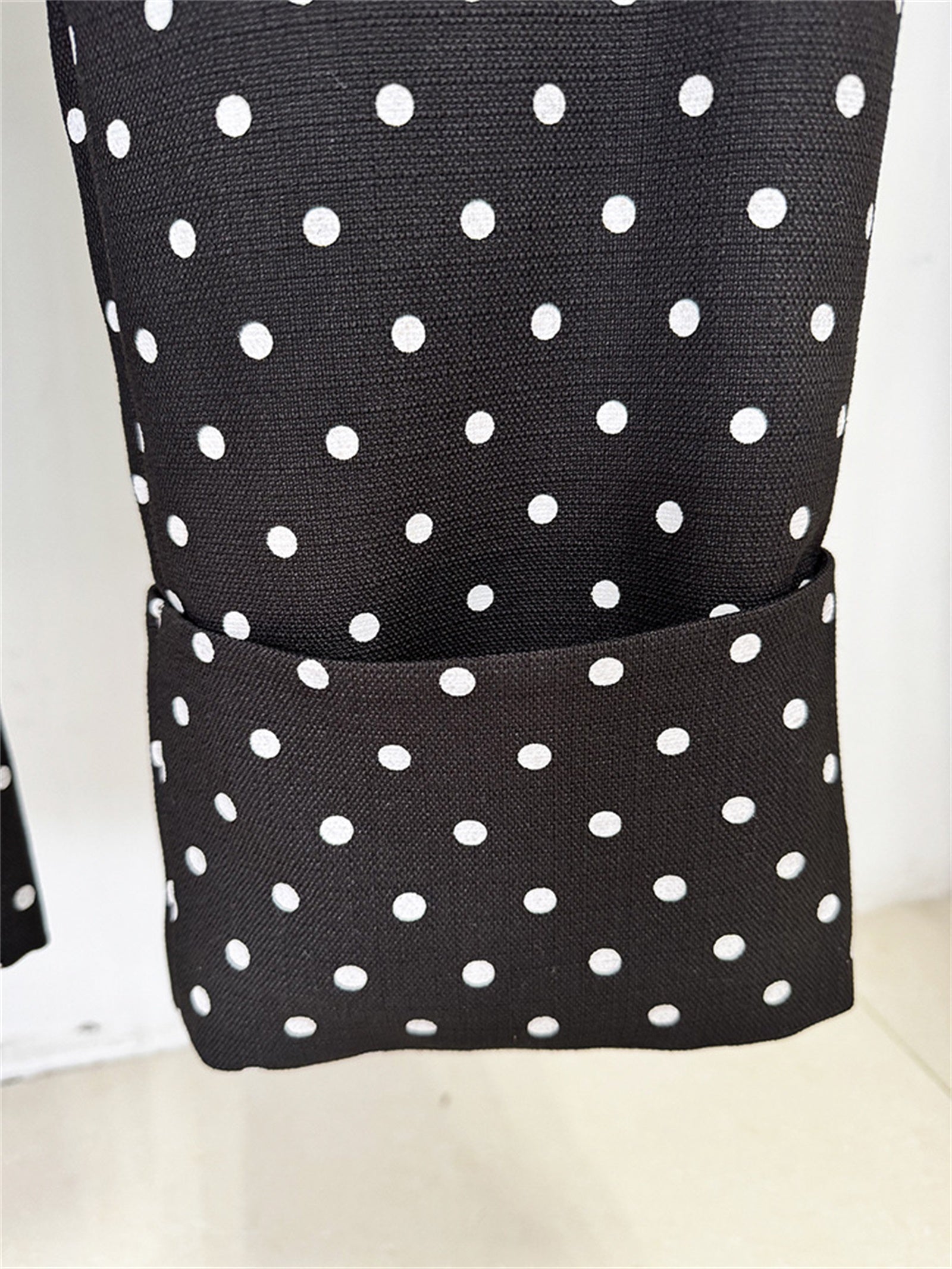 Platlogy Women White Polka Dot Suit Set With Red Bow Blazer And Straight Trousers 2 Piece Outfit For Work Party Daily Wear