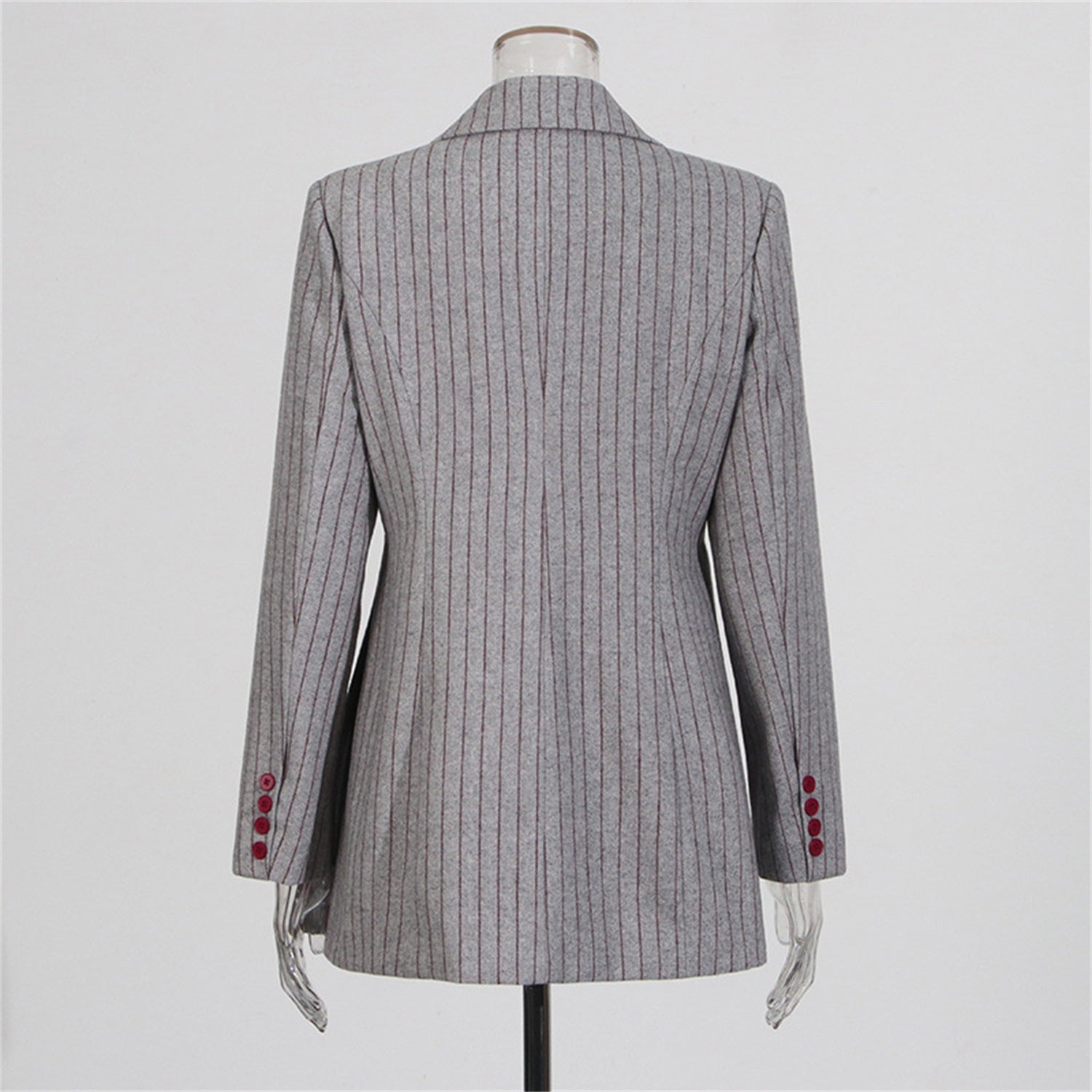 Women's Long Sleeve Striped Blazer with Unique Cut Design