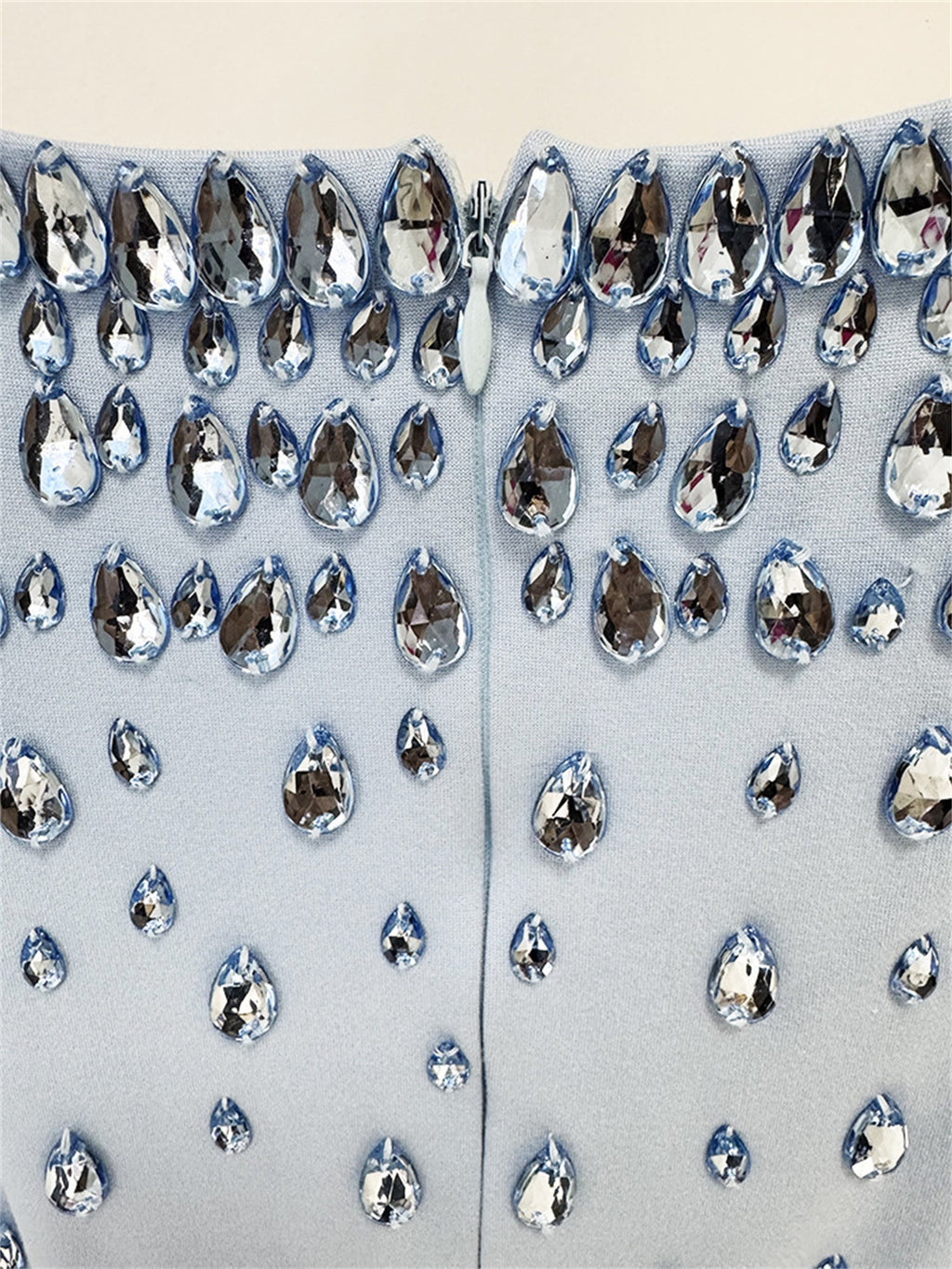 Platlogy Light Blue Rhinestone Sleeveless  Bodycon Dress Formal Evening Party Dress