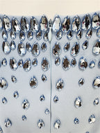 Platlogy Light Blue Rhinestone Sleeveless  Bodycon Dress Formal Evening Party Dress